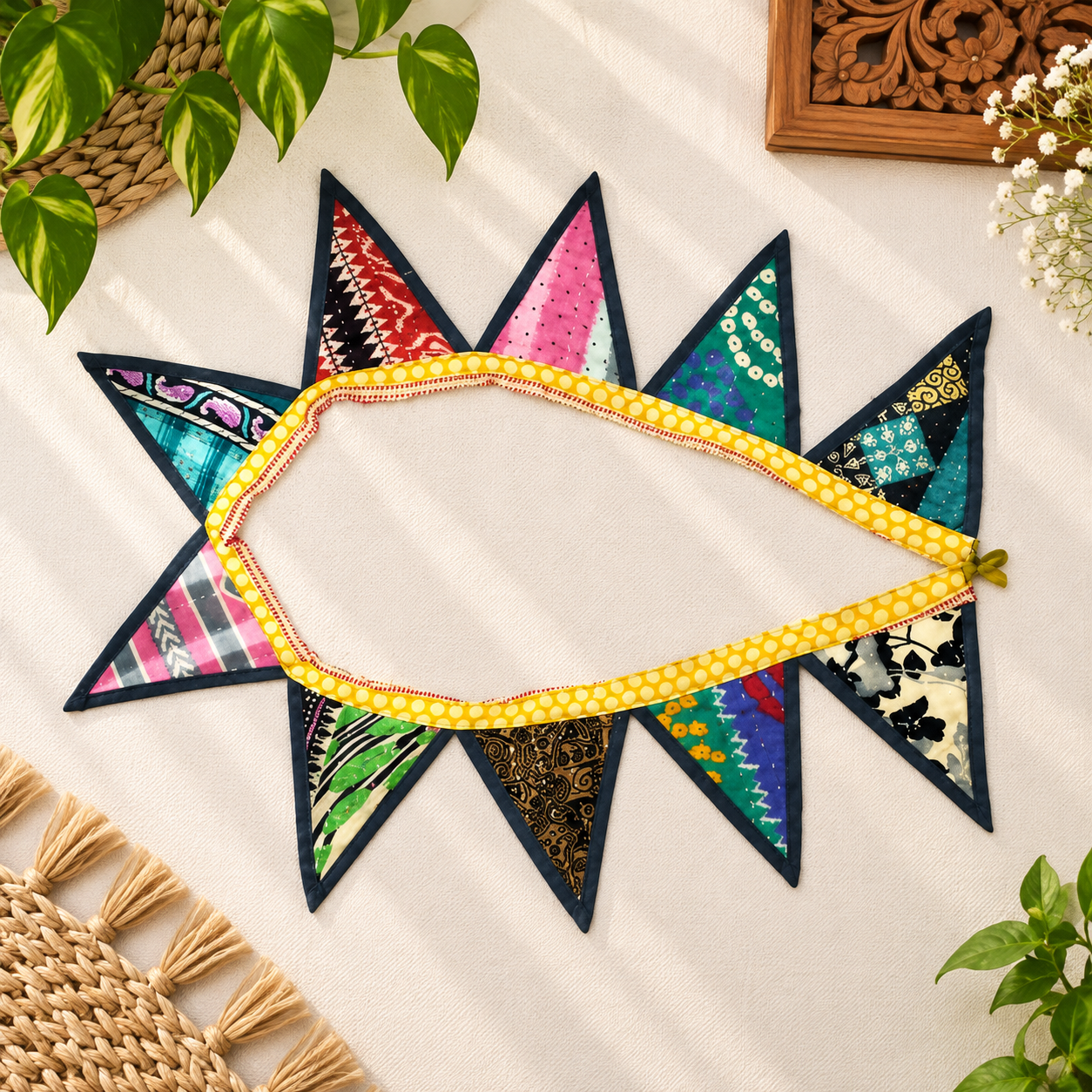 Indian Kantha Window Valance Bunting - Set of 2