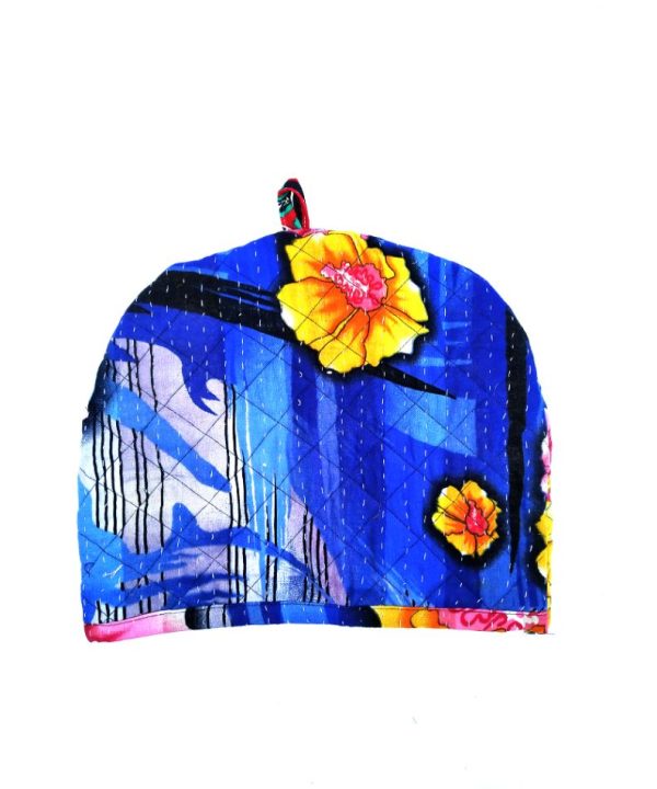 Yellow Floral Kantha Kettle Cover