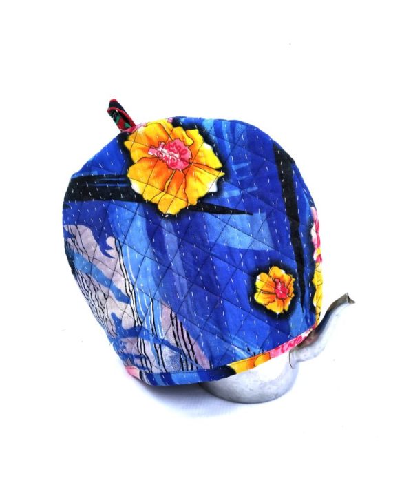 Alternative view of Yellow Floral Kantha Kettle Cover