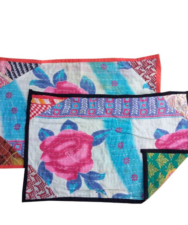 Indian Kantha Quilt Placemat - Set of 2 -Assorted