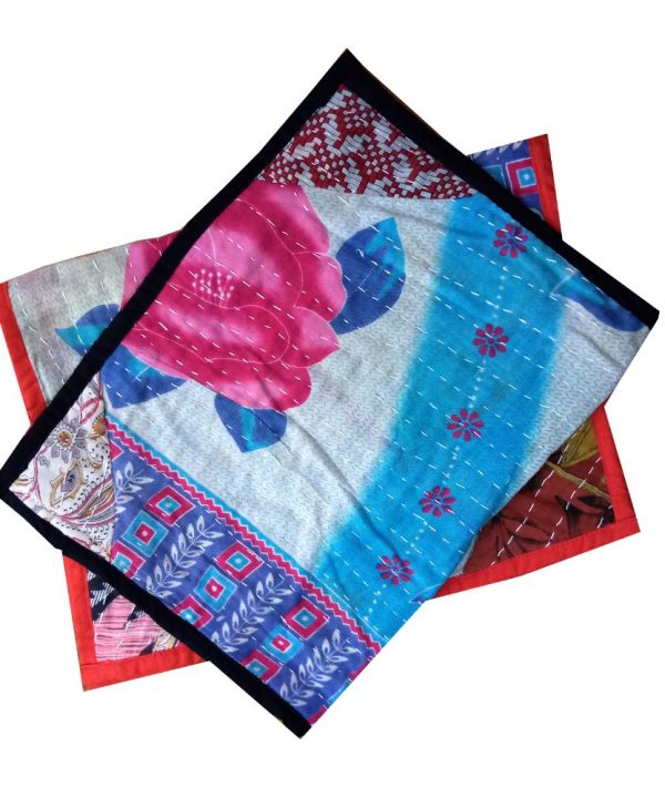 Alternative view of Indian Kantha Quilt Placemat - Set of 2 -Assorted
