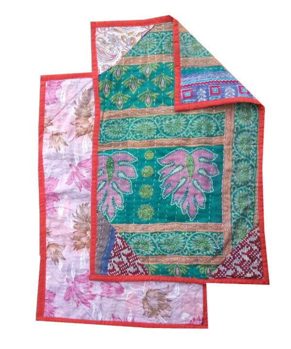 Reversible Handstitched Kantha Placemat - Set of 2 -Assorted
