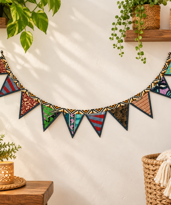 Alternative view of Floral Kantha Embroidered Bunting - Set of 2