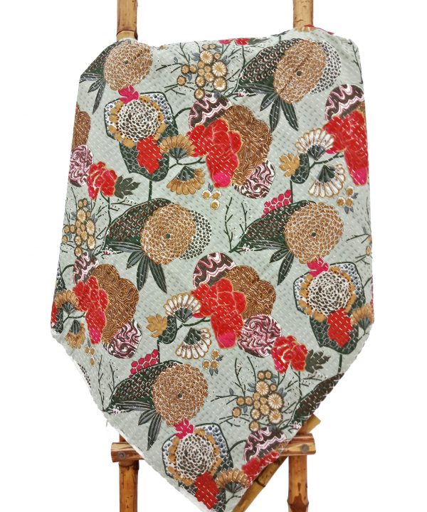 Alternative view of Fruilt Floral Kantha Throw Grey Light