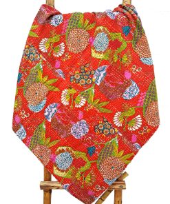 Alternative view of Floral Fruit Kantha Quilt