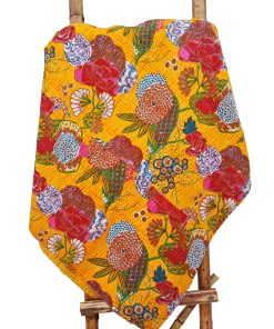 Alternative view of Fruilt Floral Kantha Throw Mustard Yellow