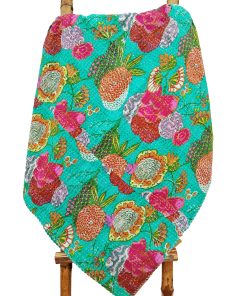 Alternative view of Fruilt Floral Kantha Throw Teal Green