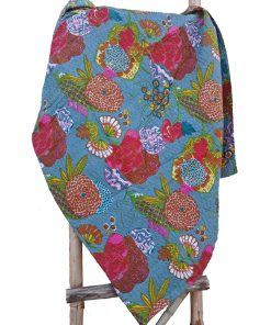 Alternative view of Fruilt Floral Kantha Throw Grey