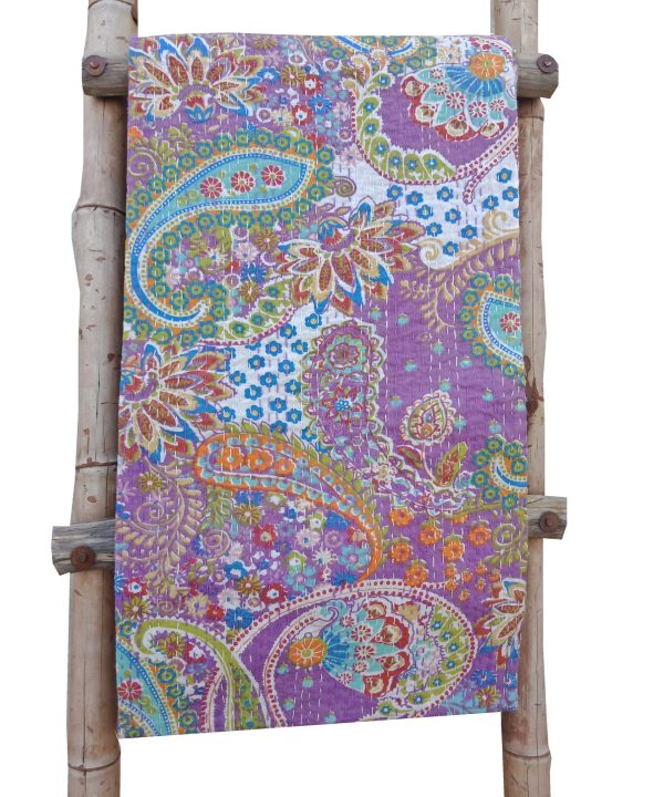 Purple Paisley Kantha Blanket