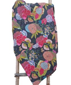 Alternative view of Fruilt Floral Kantha Throw Black