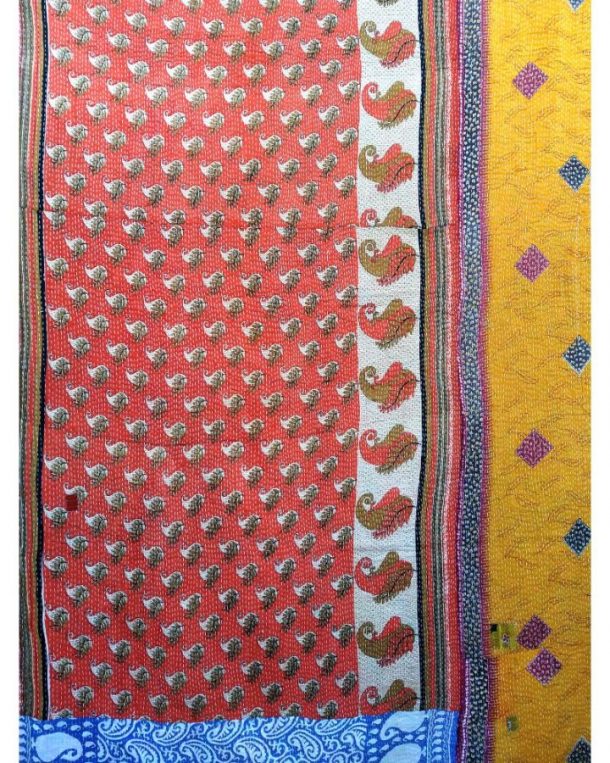Paisley Reversible Kantha Throw Vintage Kantha Quilts, Throw Blankets