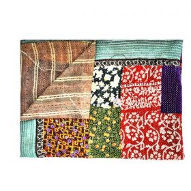 Heavy Fine Stitched Patchwork Kantha Quilt