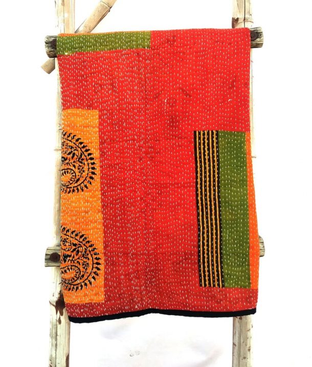 Paisley Kantha Baby Blanket Vintage Kantha Quilts, Throw Blankets