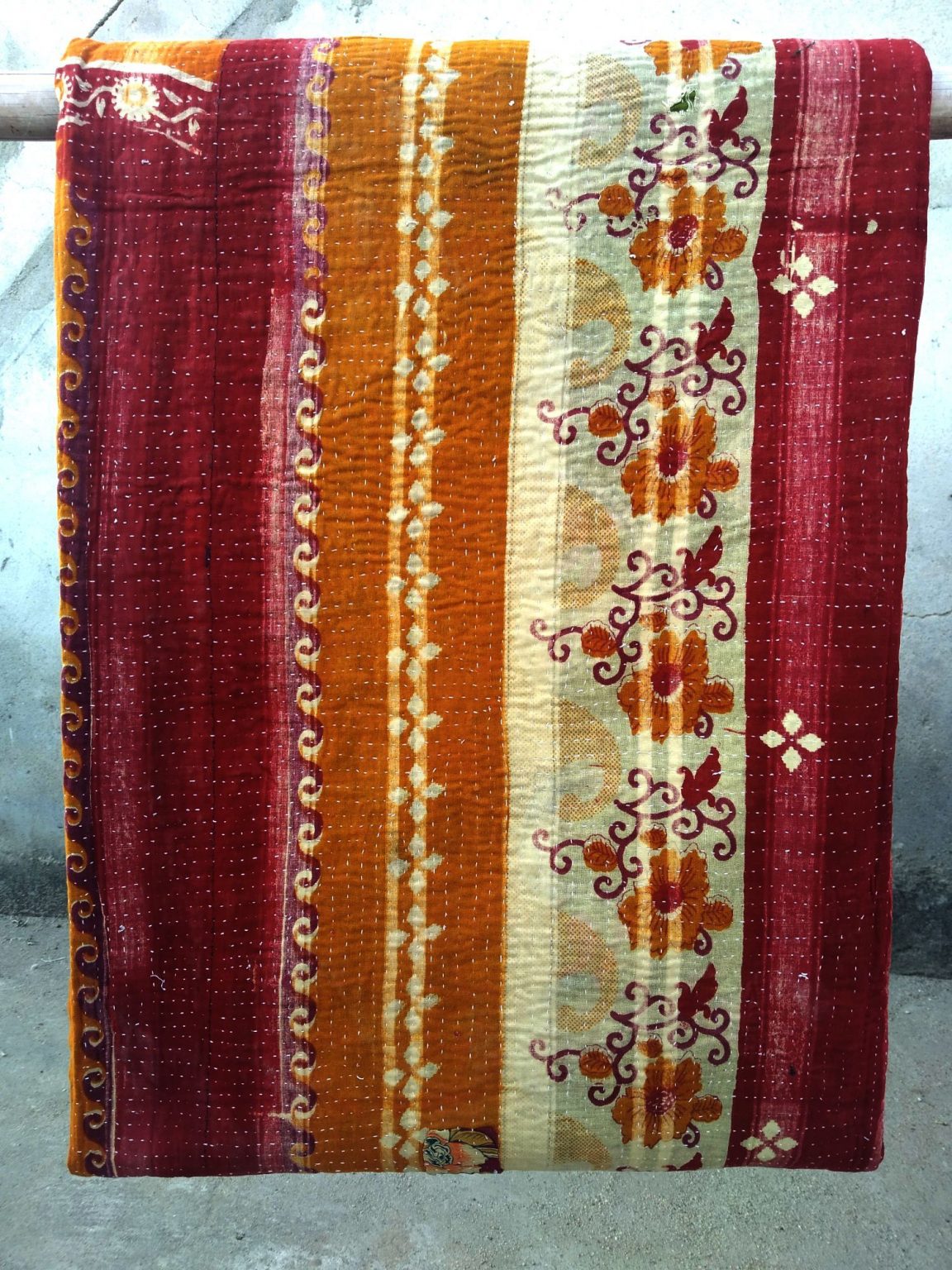 Bohemian Kantha Queen Blanket