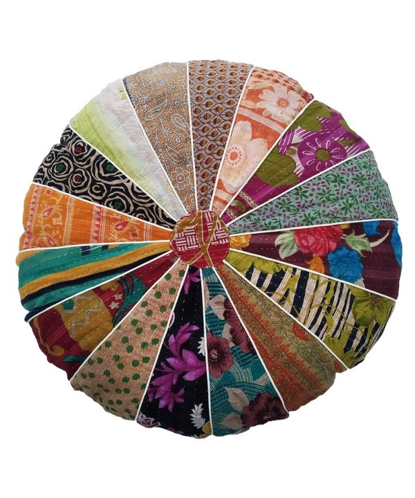Alternative view of Indian Floral Kantha Floor Cushion Cover