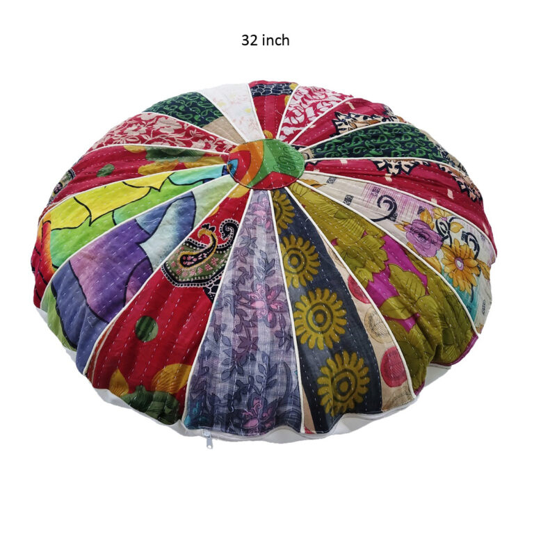 Kantha Patchwork Floor Pillow Cover Vintage Kantha Quilts, Throw