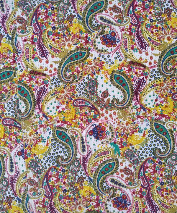 Alternative view of Indian Cotton Paisley Kantha Blanket