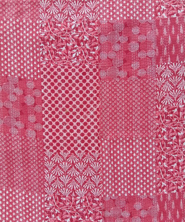 Alternative view of Spiral Polka Red Patchwork Kantha Throw