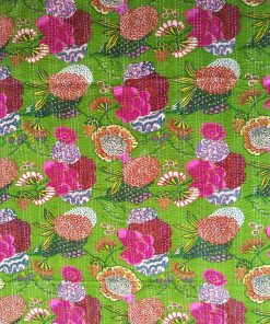 Alternative view of Decorative Indian Floral Fruit Kantha Throw