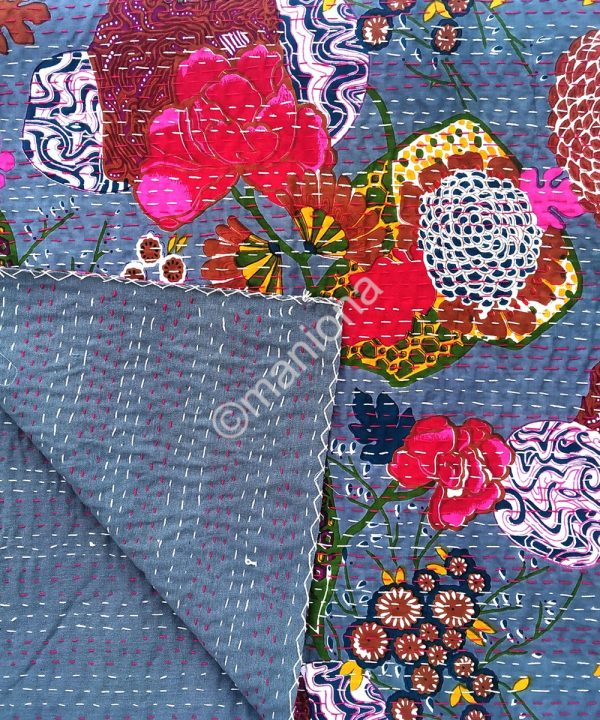 Bohemian Floral Fruit Kantha Blanket