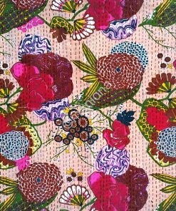 Alternative view of Handmade Floral Fruit Kantha Blanket
