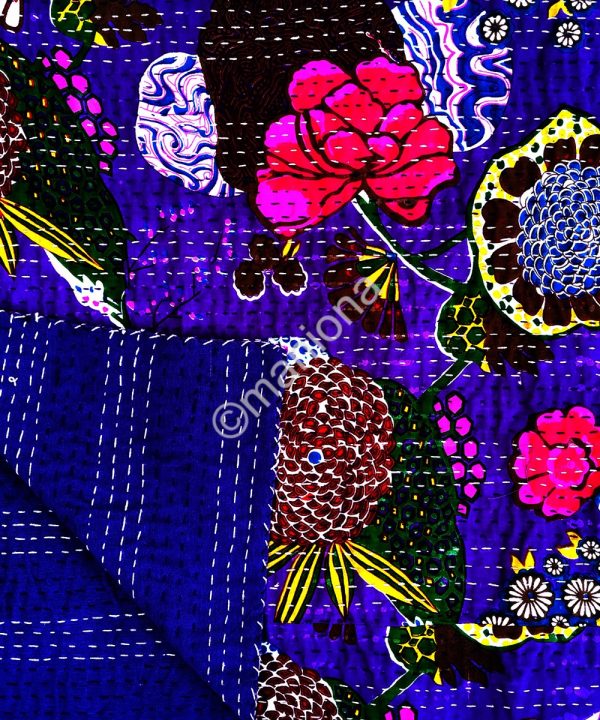 Floral Fruit Bohemian Kantha Quilt