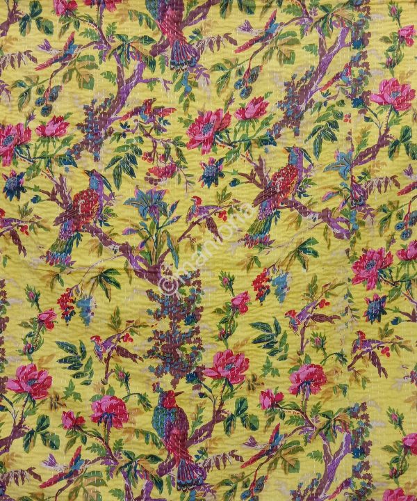 Alternative view of Bird Kantha Quilt Floral Print