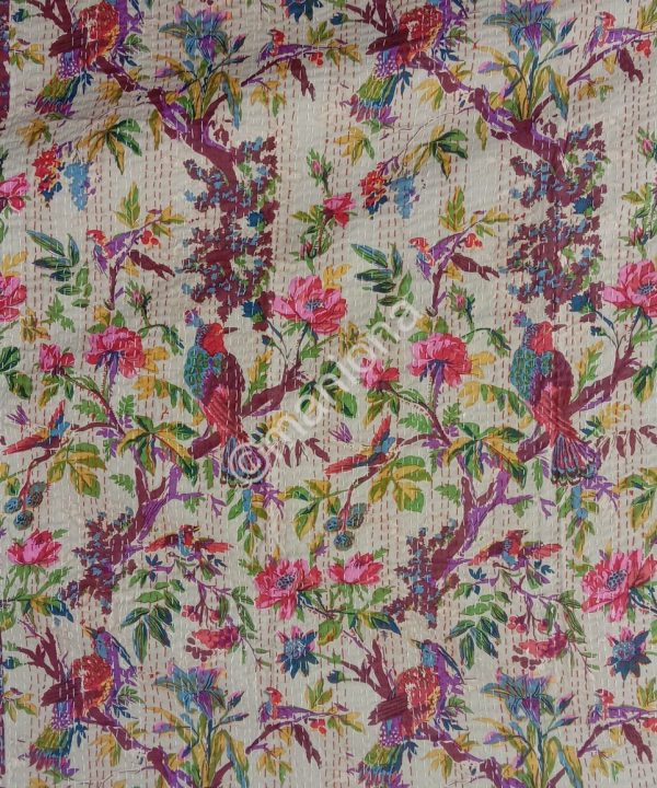 Alternative view of Bird Kantha Floral Print Throw