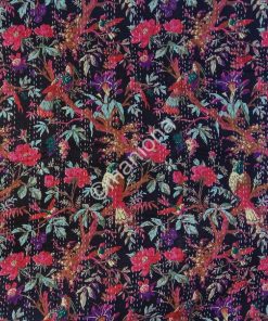 Alternative view of Bird Print Kantha Quilt Coverlet