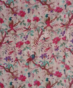 Alternative view of Bird Print Hmade Kantha Quilt