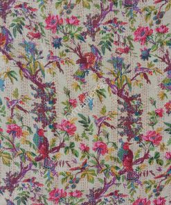 Alternative view of Bird Print Cotton Kantha Throw