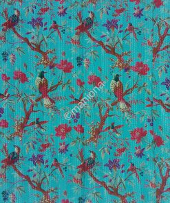 Alternative view of Indian cotton Bird Print Kantha Throw