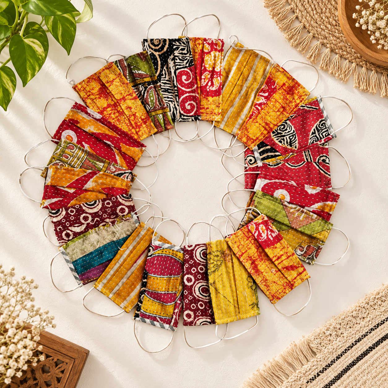 Kantha Face Cover Reusable Mask Unisex 100pcs