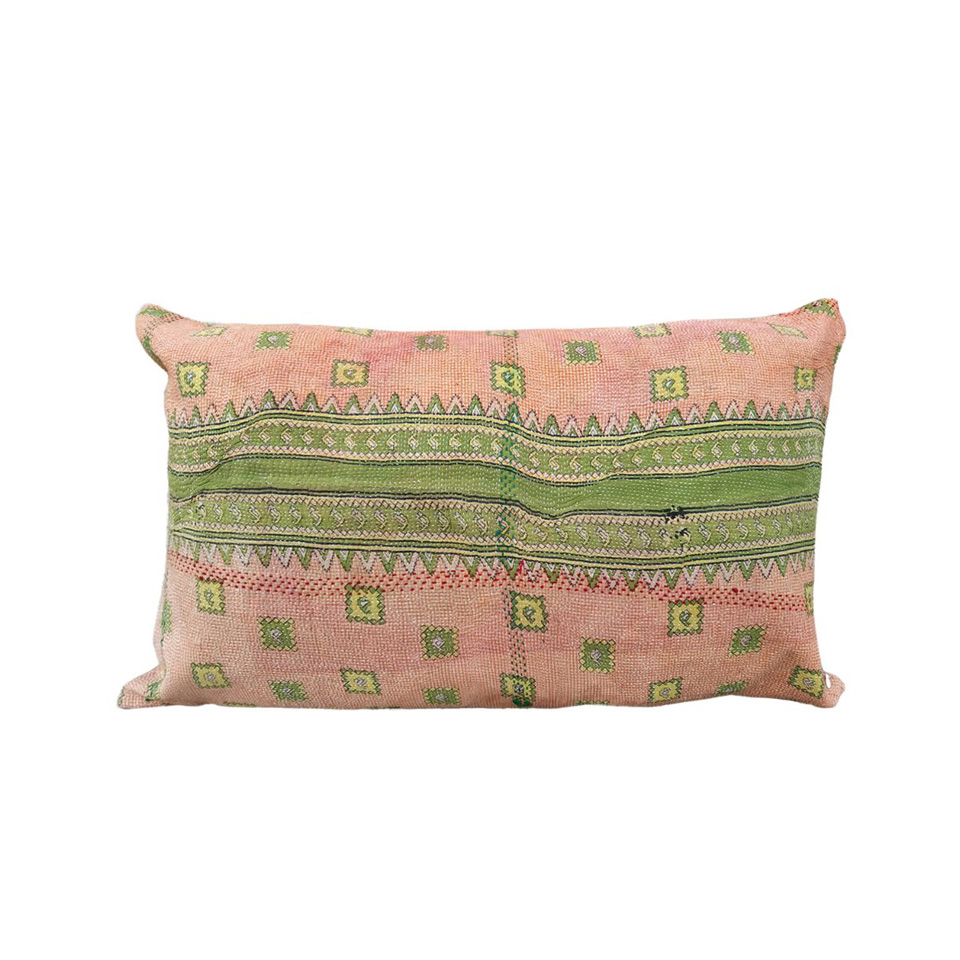 Indian Kantha Lumbar Pillow Cover - Vintage Kantha Quilts, Throw ...