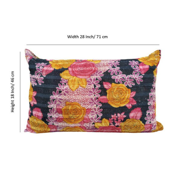 Kantha Floral Lumbar Pillow Cover Vintage Kantha Quilts, Throw