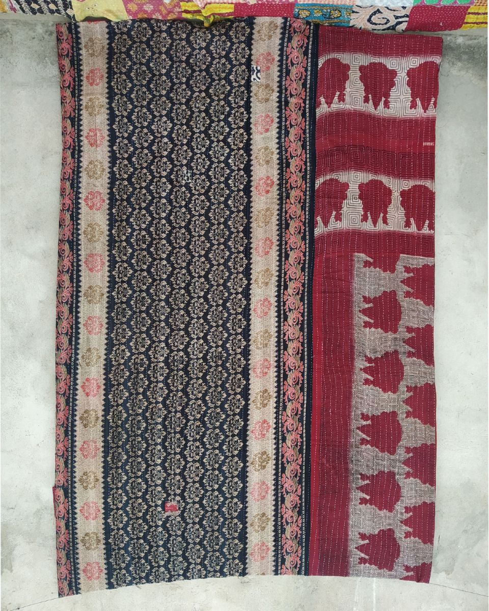 Indian Boho Reversible Kantha Quilt - Vintage Kantha Quilts, Throw ...