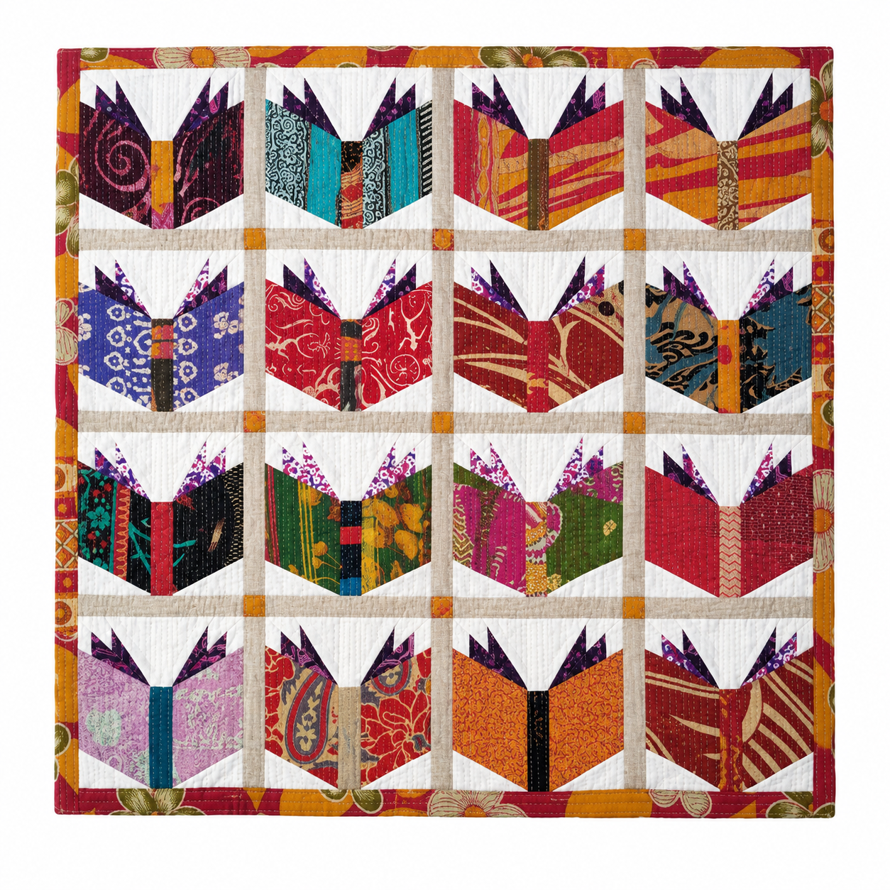 Books Inspired Kantha Baby Blanket