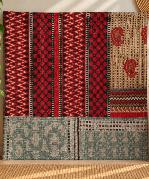 Alternative view of Books Inspired Vintage Kantha Baby Blanket