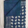Unique Leaf Print Vintage Kantha Indigo Quilt