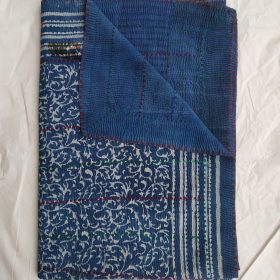 Vintage Kantha Blue Indigo Kantha Quilt