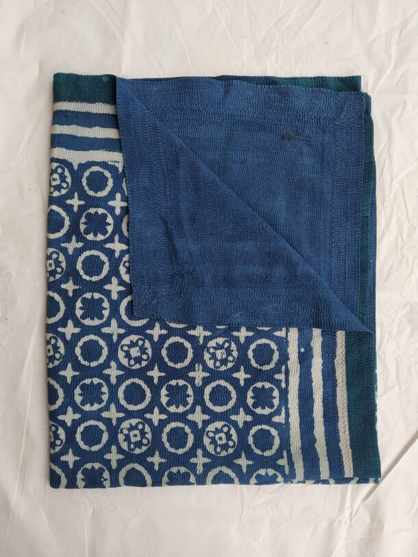 Very Rare Vintage Kantha Indigo Quilt | Indigo Kantha Quilt