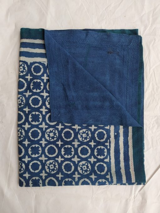 Very Rare Vintage Kantha Indigo Quilt