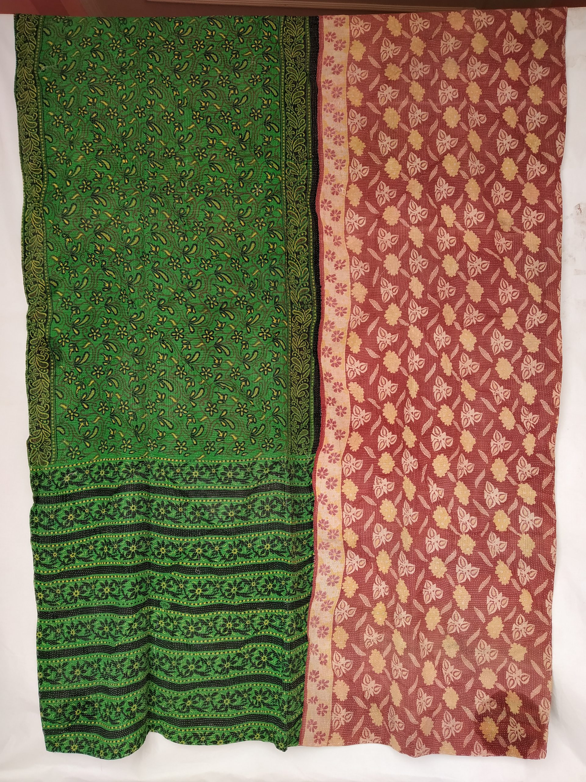 Vintage Kantha Sari Throw Quilt - Vintage Kantha Quilts, Throw Blankets ...