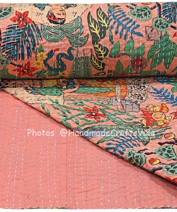 Alternative view of Mexican Frida Kahlo Kantha Quilt Blanket