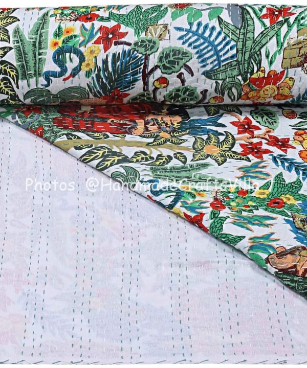Alternative view of Kantha Quilt Frida Cotton Blanket