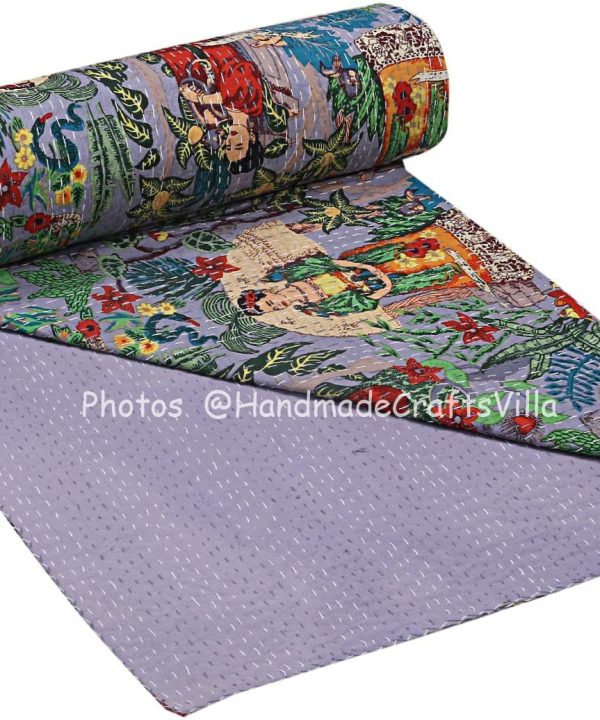 Kantha Frida Kahlo Cotton Blanket