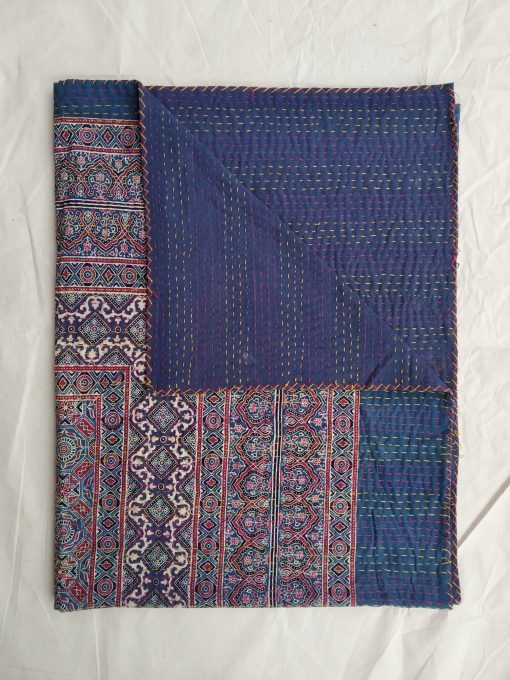 New Ajrak Blockprint Kantha Blanket
