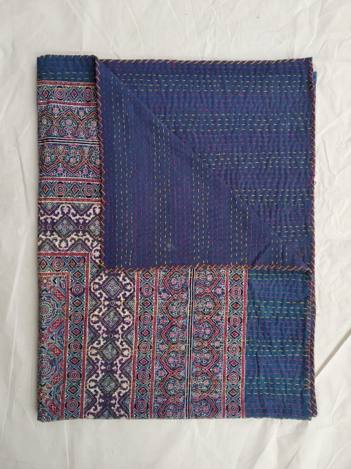 New Ajrak Blockprint Kantha Blanket