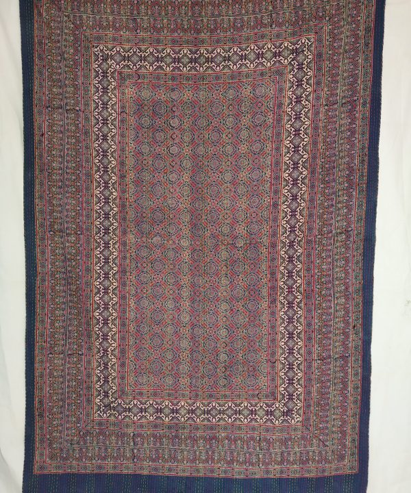 Alternative view of Ajrak Block Print King Size Cotton Kantha Quilt