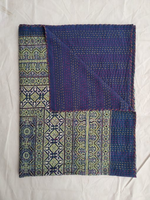 Ajrak Blockprint Kantha Handblock Bedspread